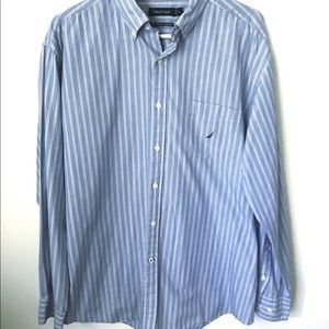 Nautica Striped Long Sleeve Button Front Shirt XL